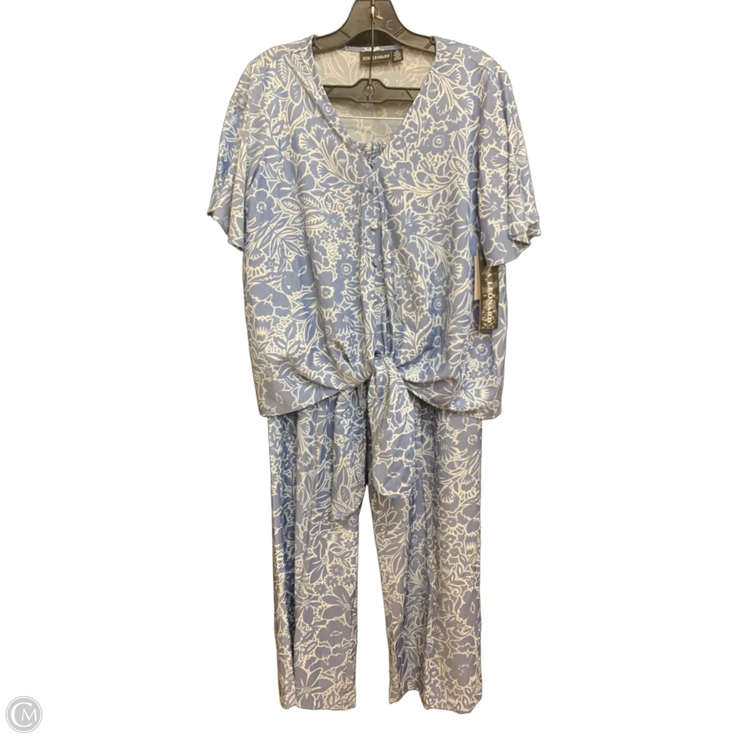 Pants Set 2pc By Nina Leonard In Blue & White, Size: M