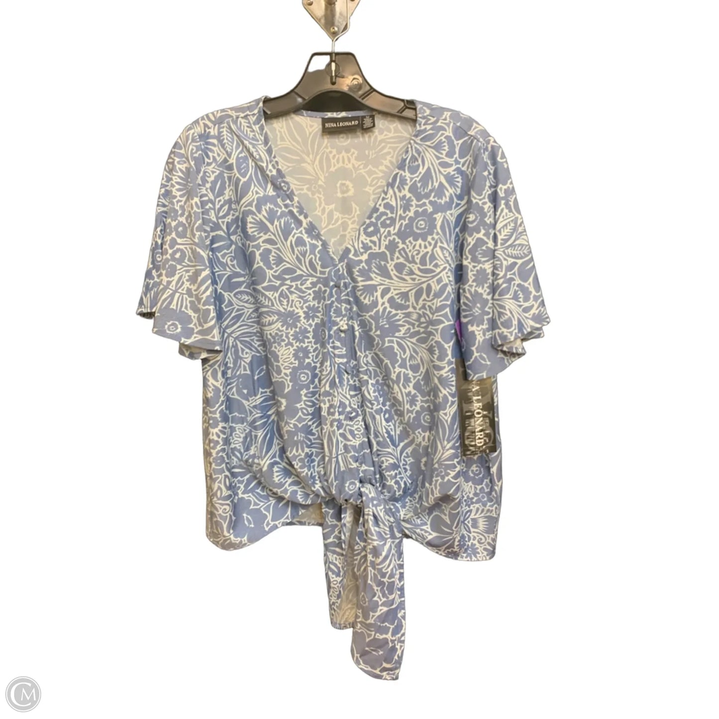 Pants Set 2pc By Nina Leonard In Blue & White, Size: M