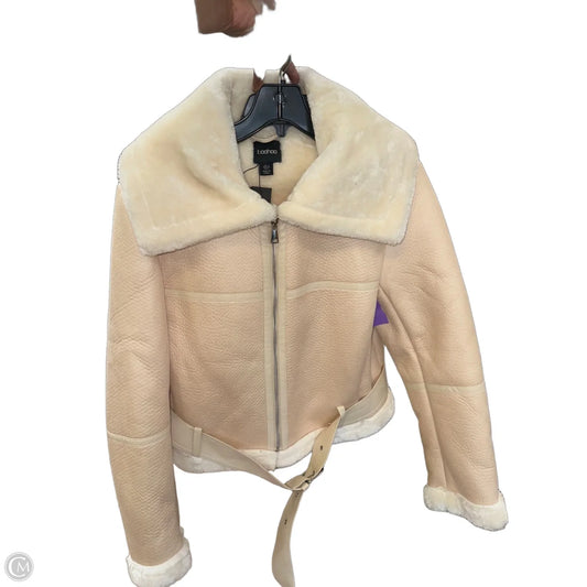 Coat Faux Fur & Sherpa By Boohoo Boutique In Cream, Size: 8
