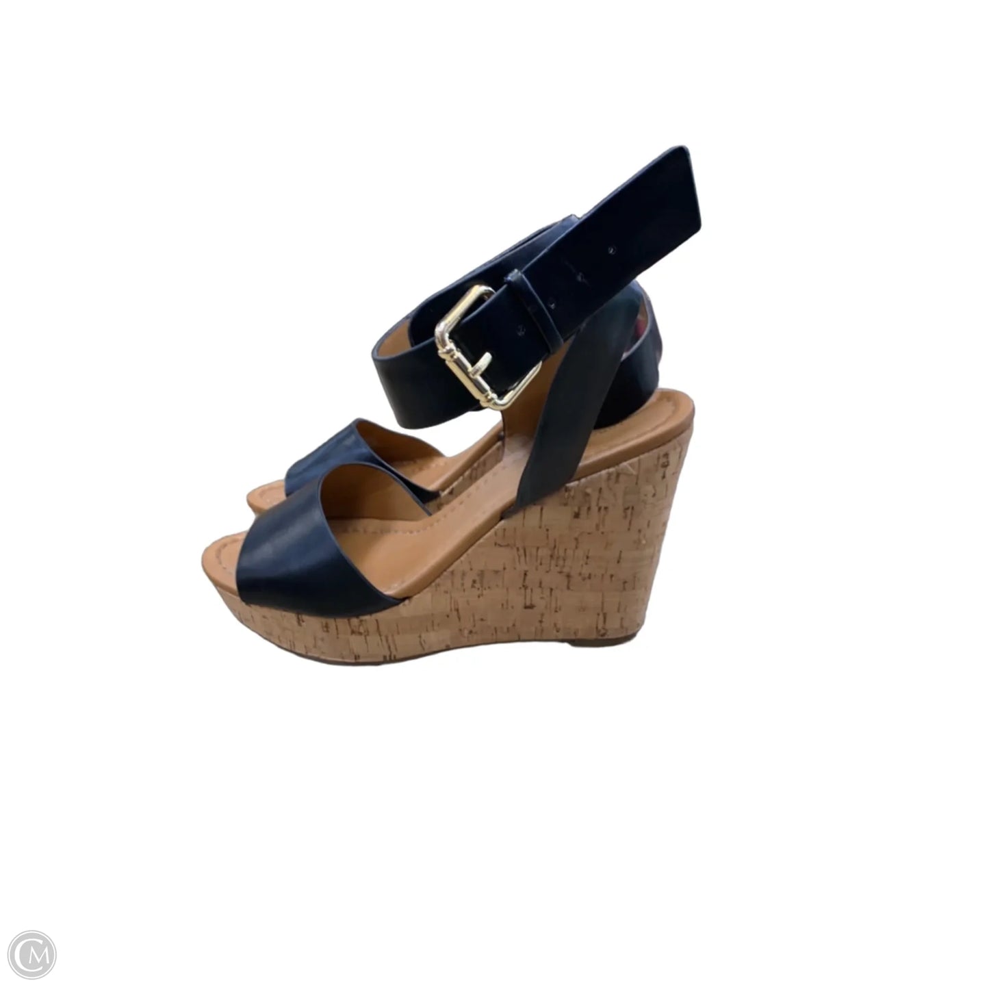 Sandals Heels Wedge By Tommy Hilfiger In Black & Tan, Size: 8.5