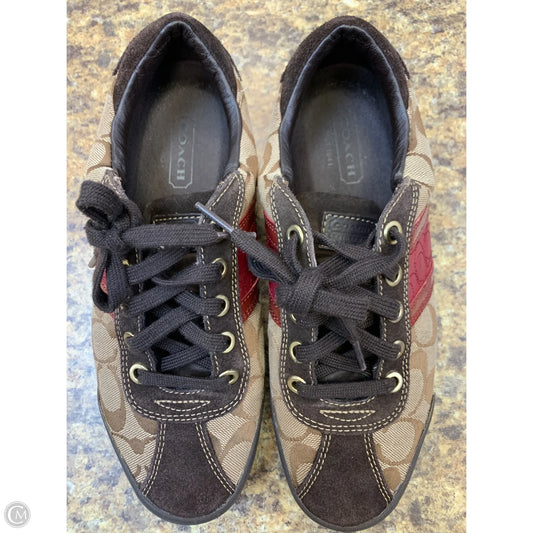 Shoes Designer By Coach In Brown & Red, Size: 8