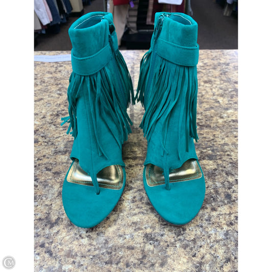 Shoes Heels Wedge By Rouge In Green, Size: 8