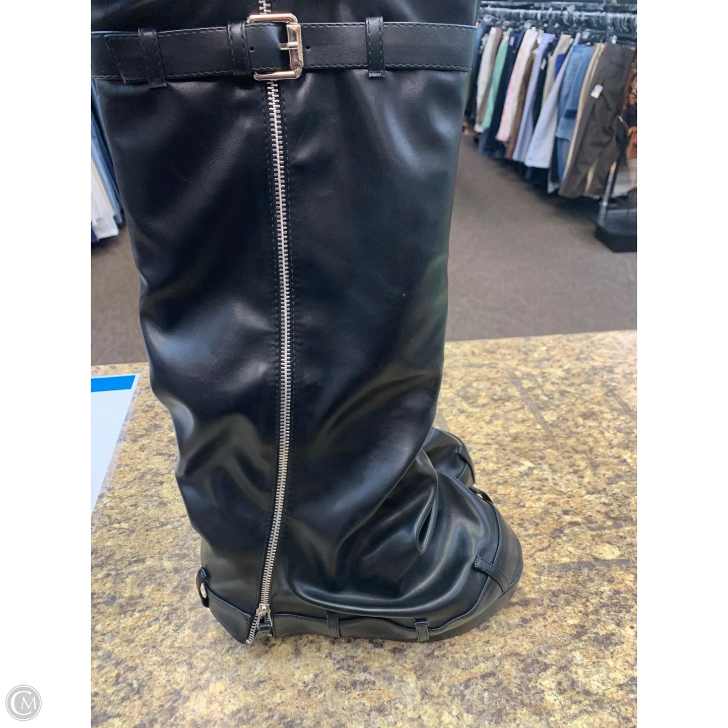 Boots Leather By Clothes Mentor In Black, Size: 10