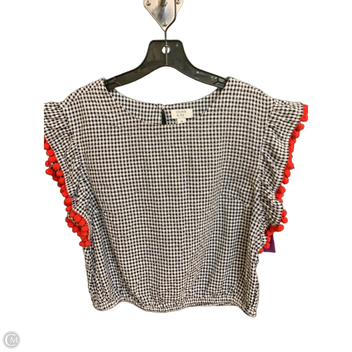 Top Short Sleeve By Crown And Ivy In Plaid Pattern, Size: M