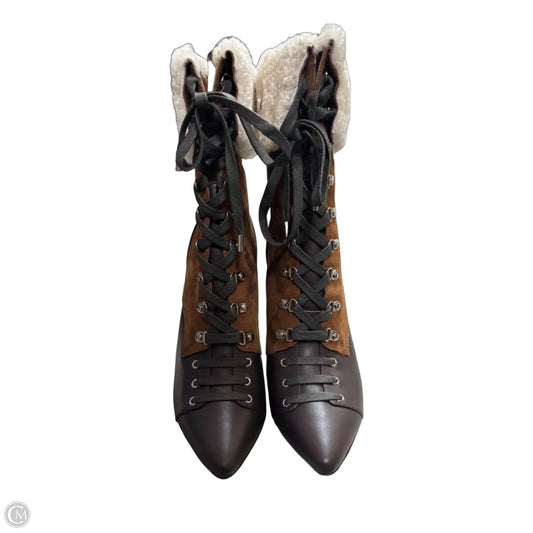 Boots Mid-calf Heels By Cme In Brown, Size: 10
