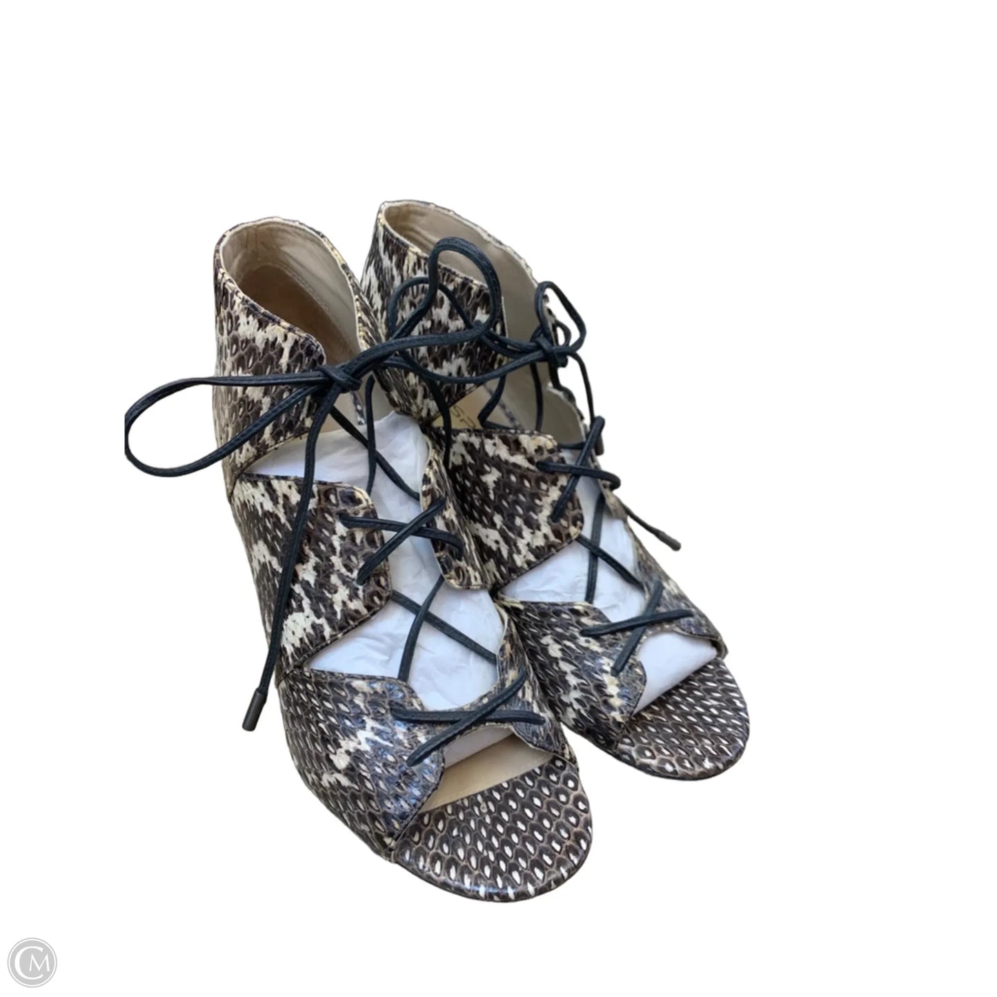 Sandals Heels Kitten By Via Spiga In Snakeskin Print, Size: 7.5