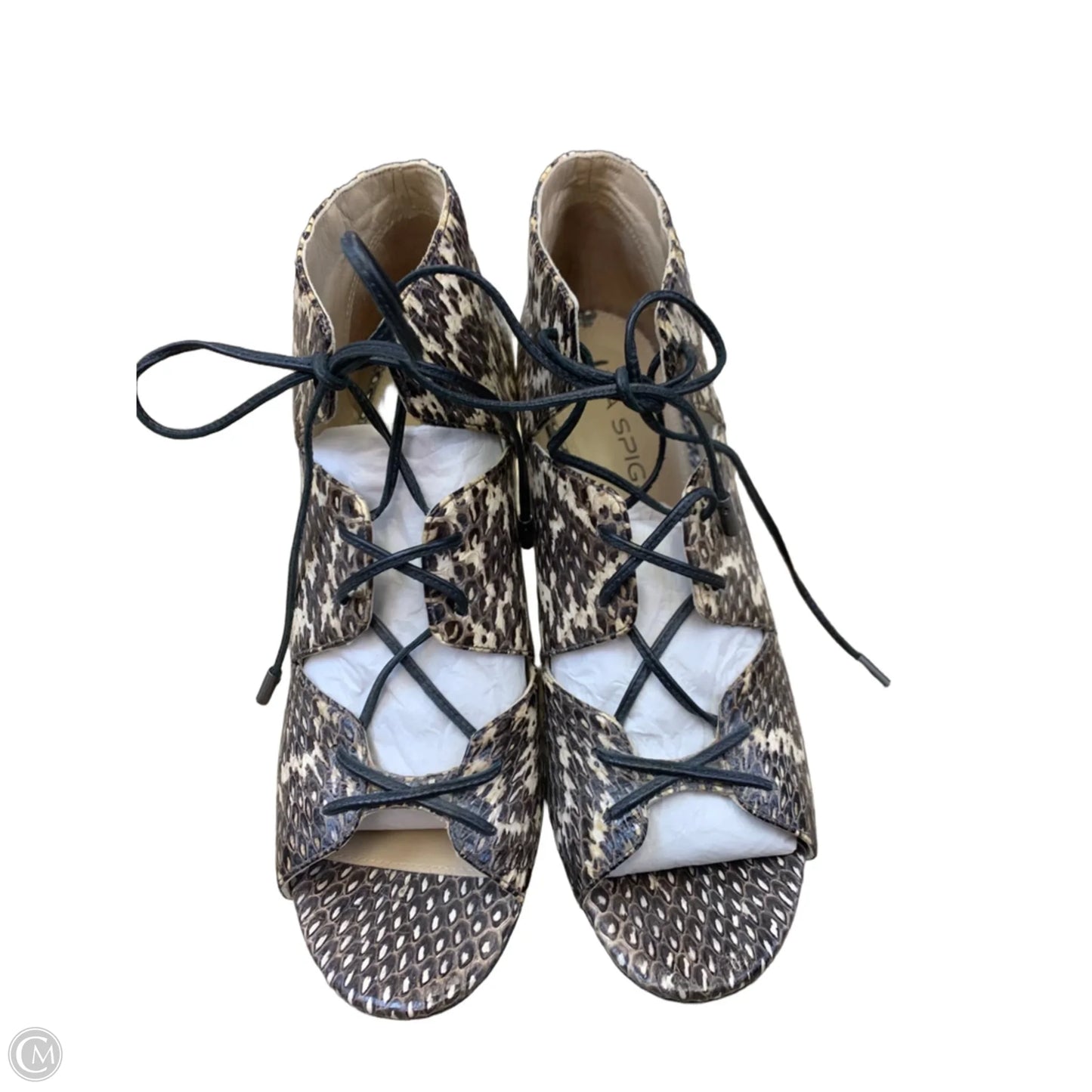 Sandals Heels Kitten By Via Spiga In Snakeskin Print, Size: 7.5