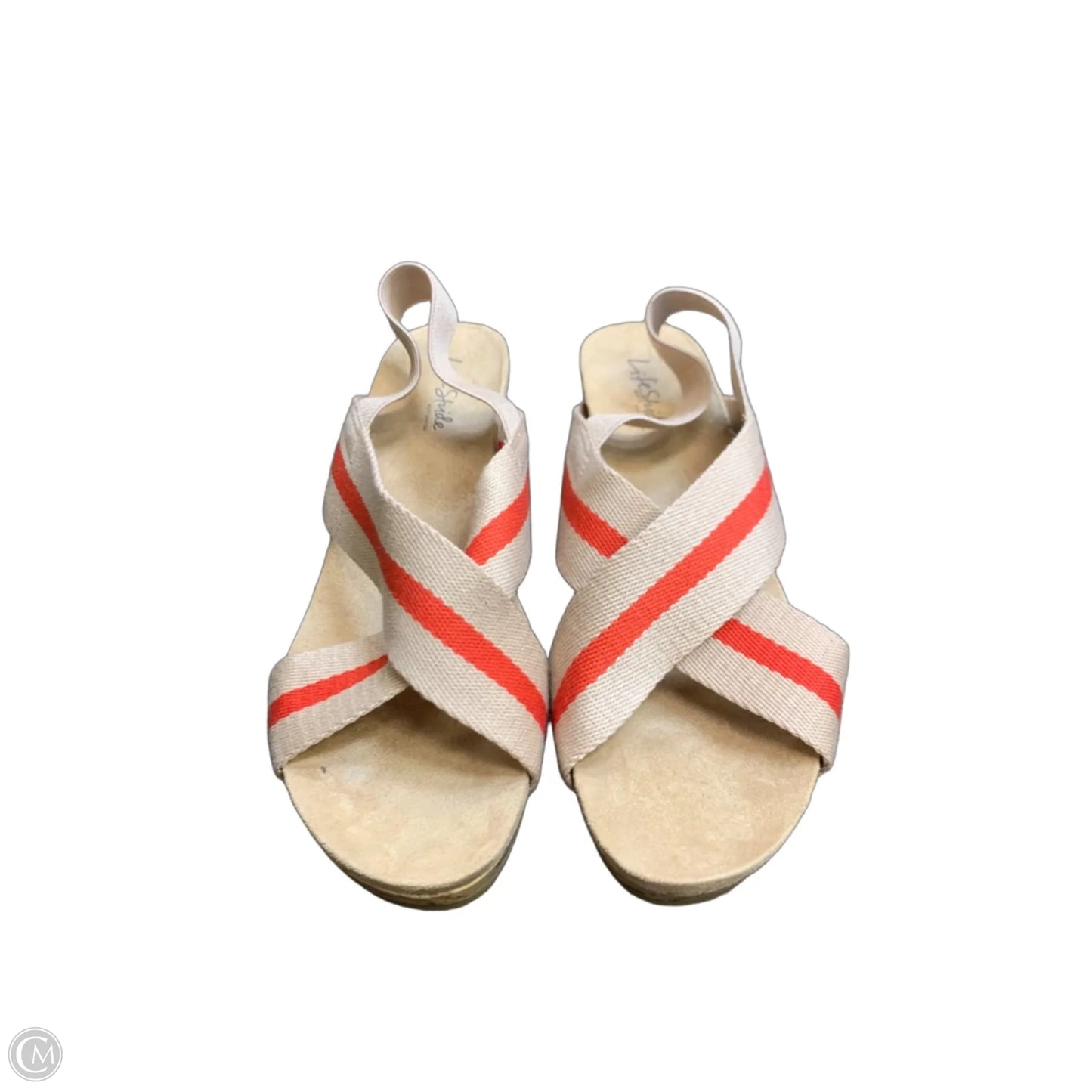 Sandals Heels Wedge By Life Stride In Red & Tan, Size: 11
