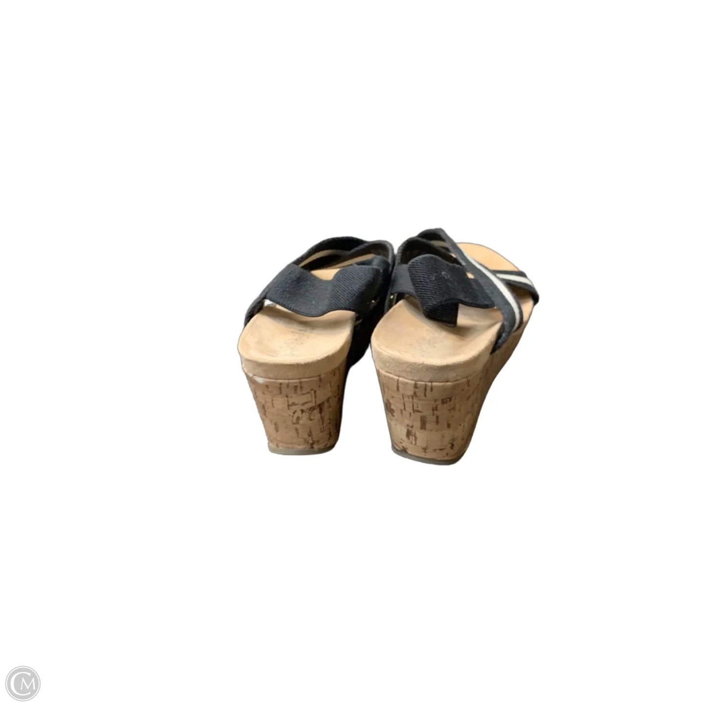 Sandals Heels Wedge By Life Stride In Black & Cream, Size: 11