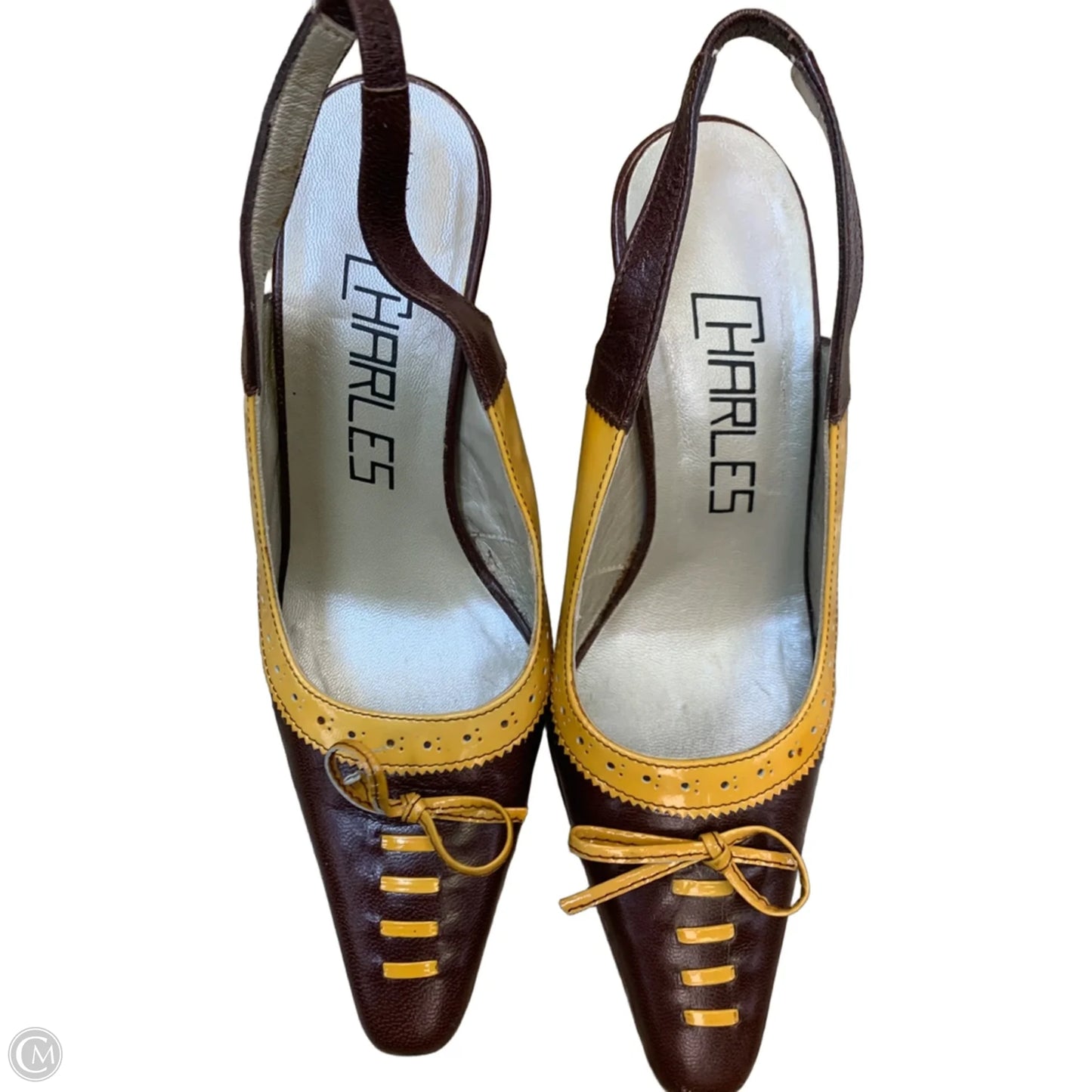 Shoes Heels Kitten By Cmf In Brown & Yellow, Size: 5