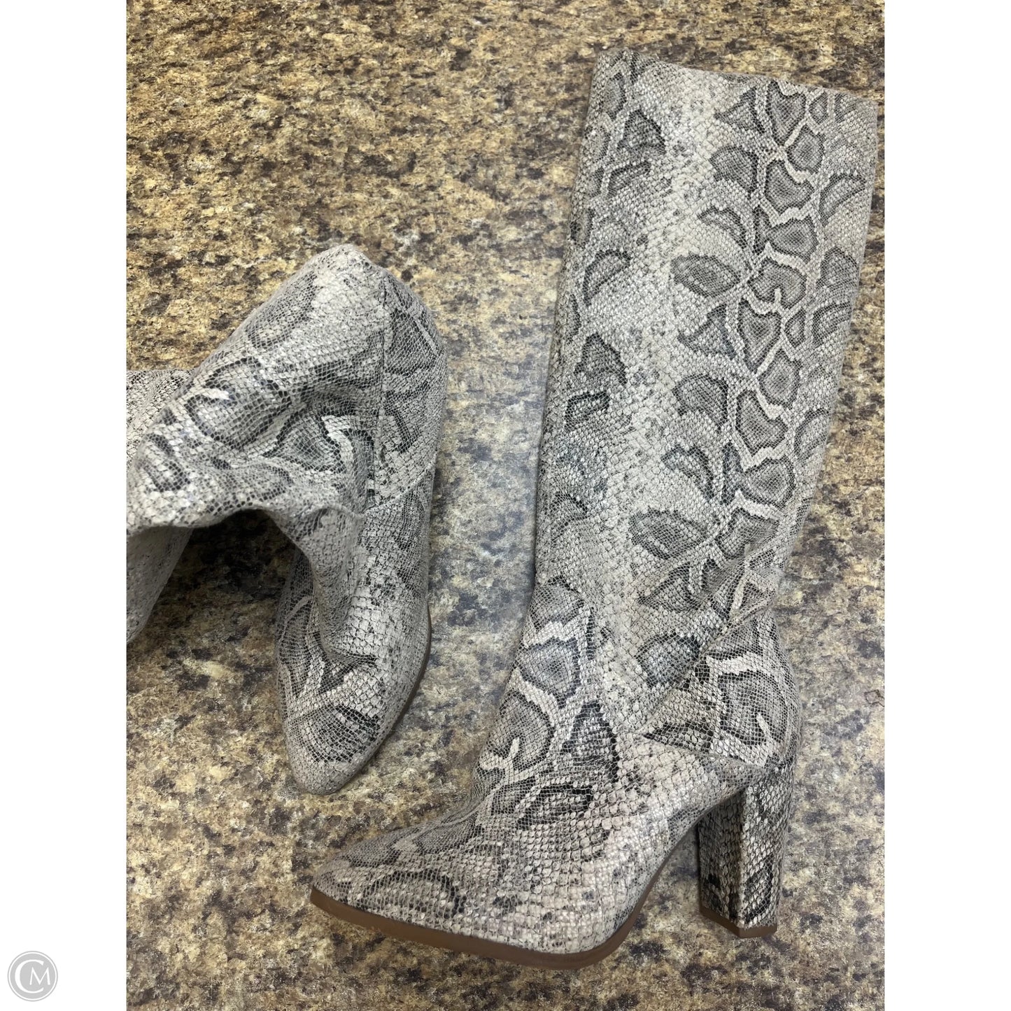 Boots Knee Heels By Express In Snakeskin Print, Size: 8