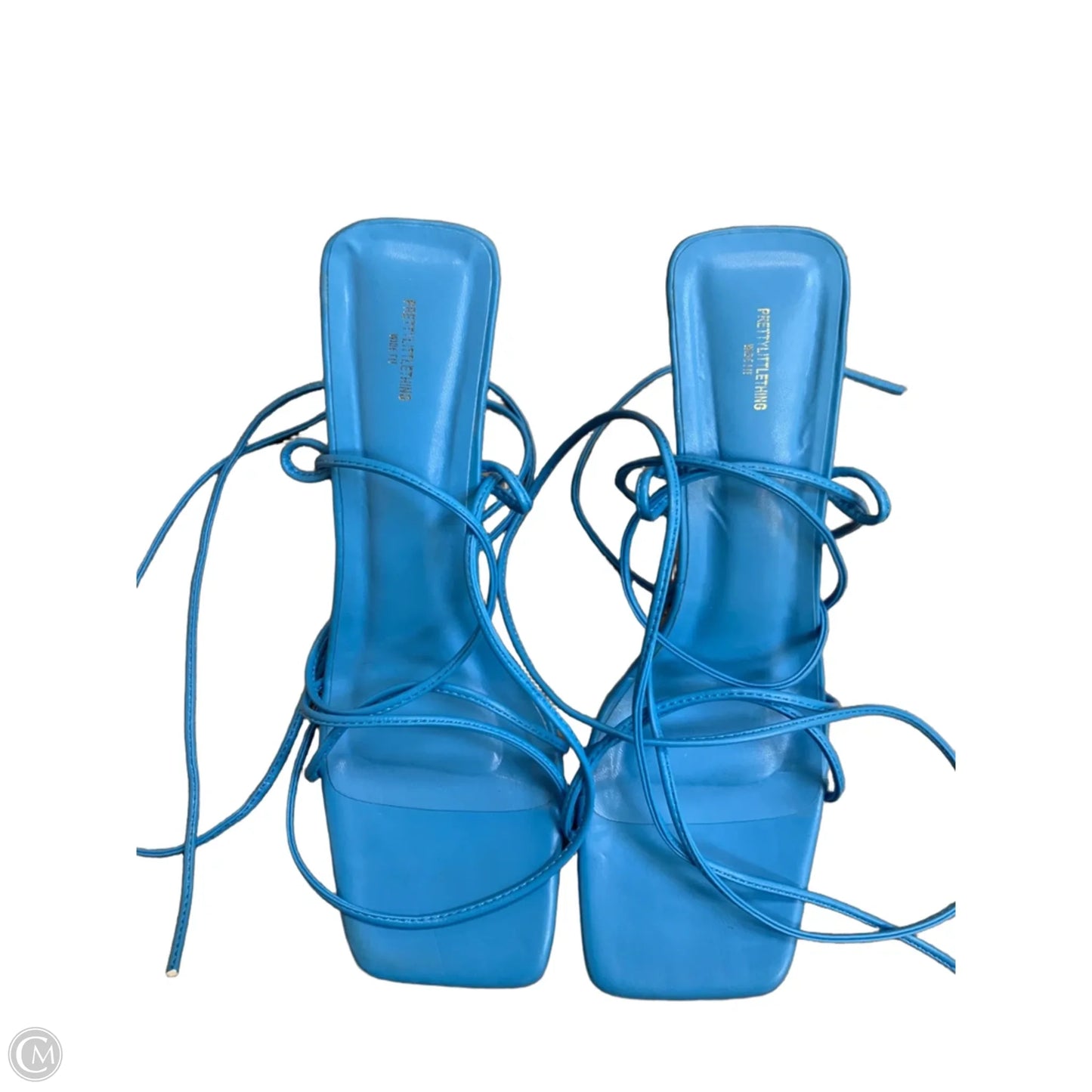 Sandals Heels Kitten By Pretty Little Thing In Blue, Size: 8