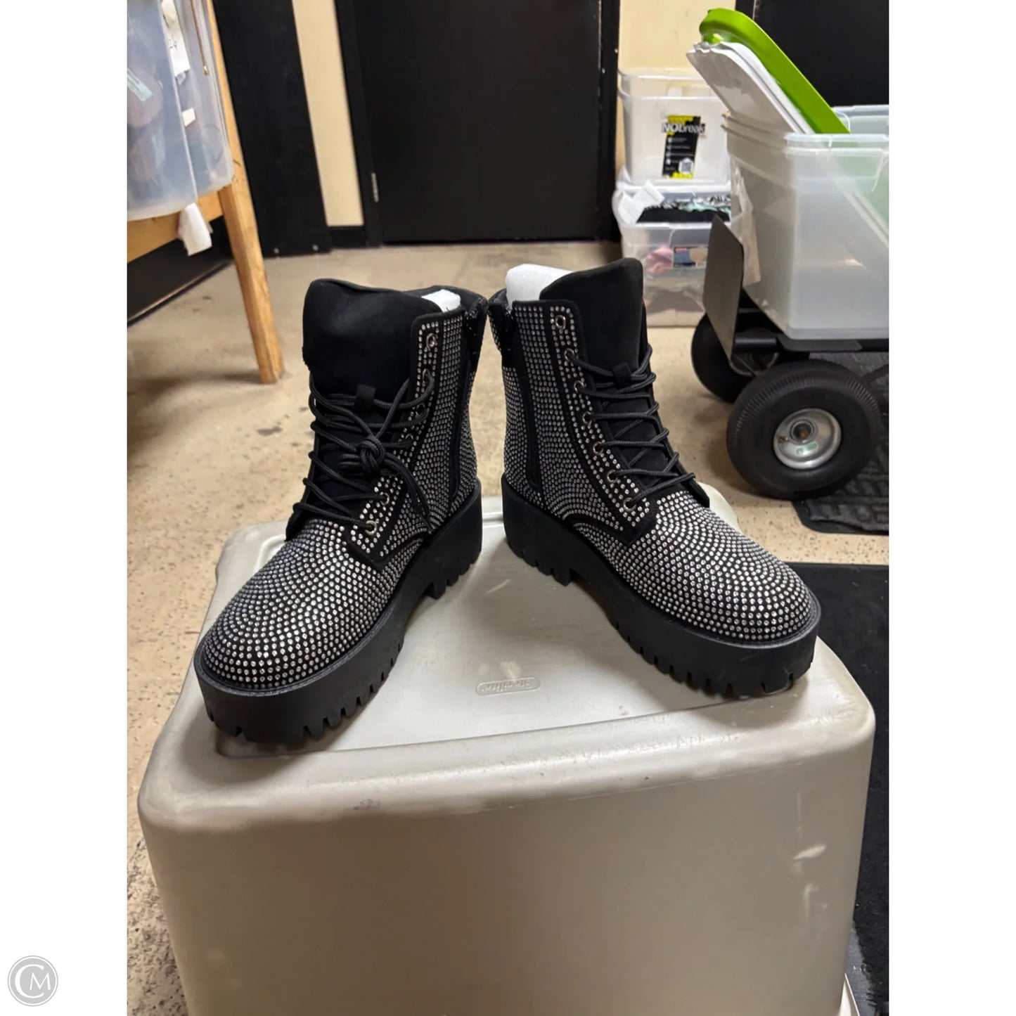 Boots Combat By Rouge In Black & Silver, Size: 11