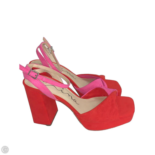Shoes Heels Block By Nina In Pink & Red, Size: 10