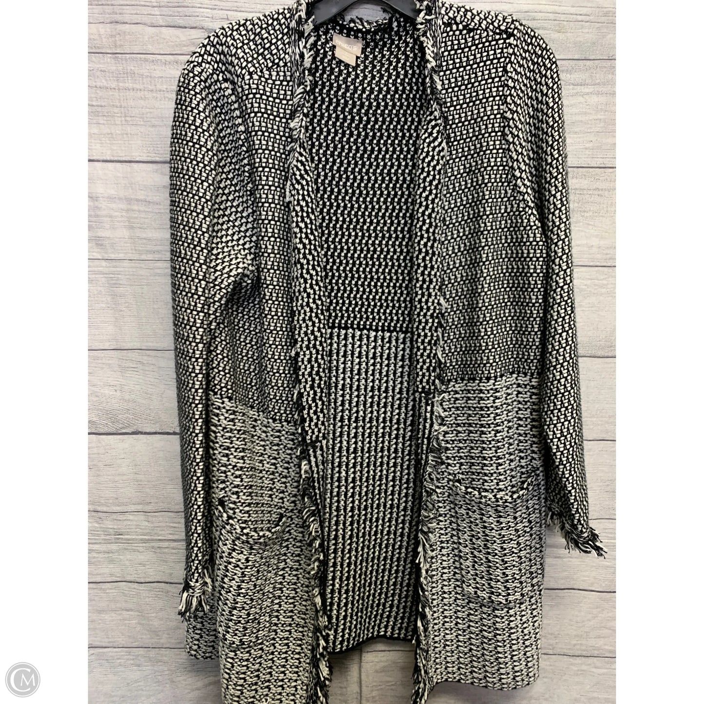 Cardigan By Chicos In Black & White, Size: L