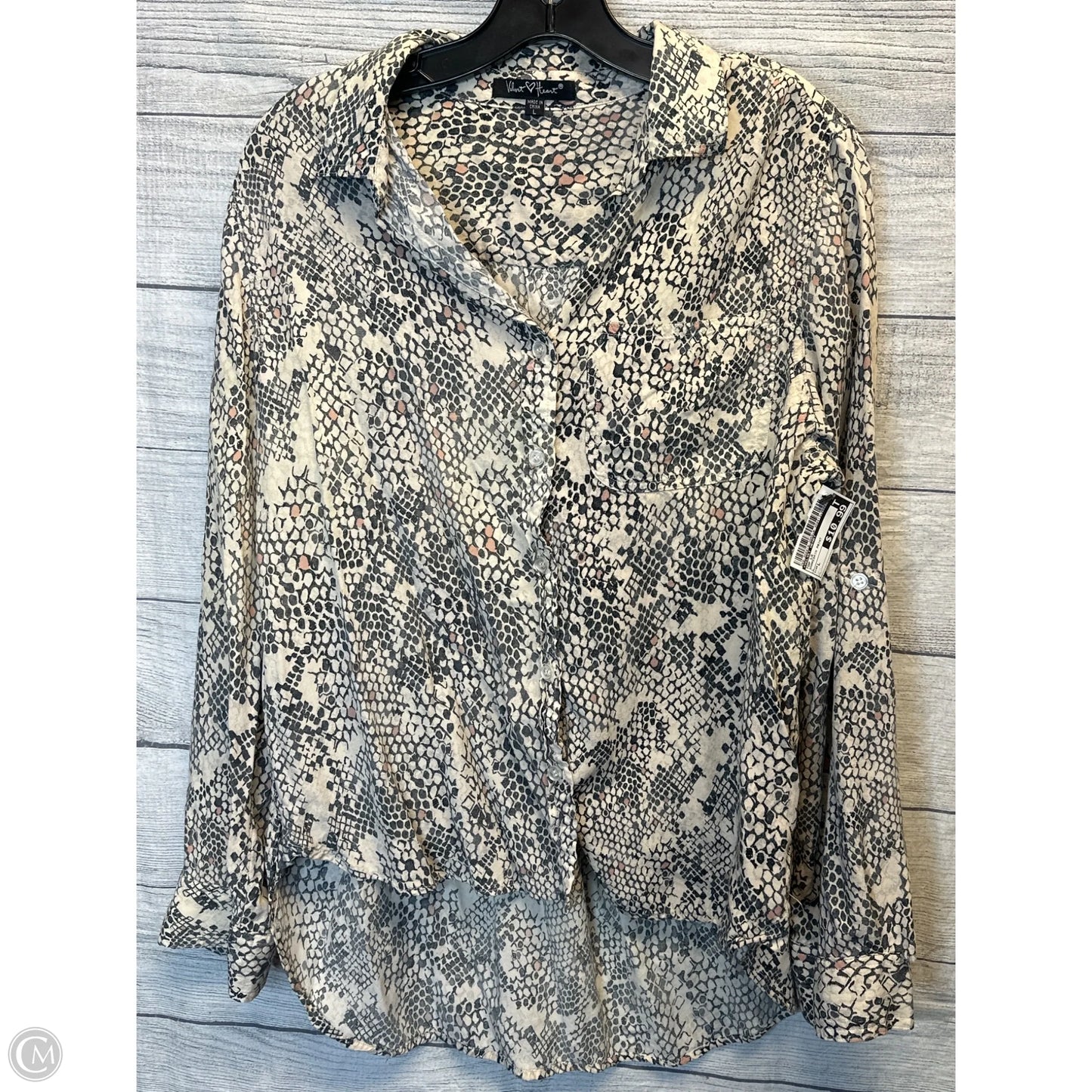 Top Long Sleeve By Velvet Heart In Snakeskin Print, Size: L