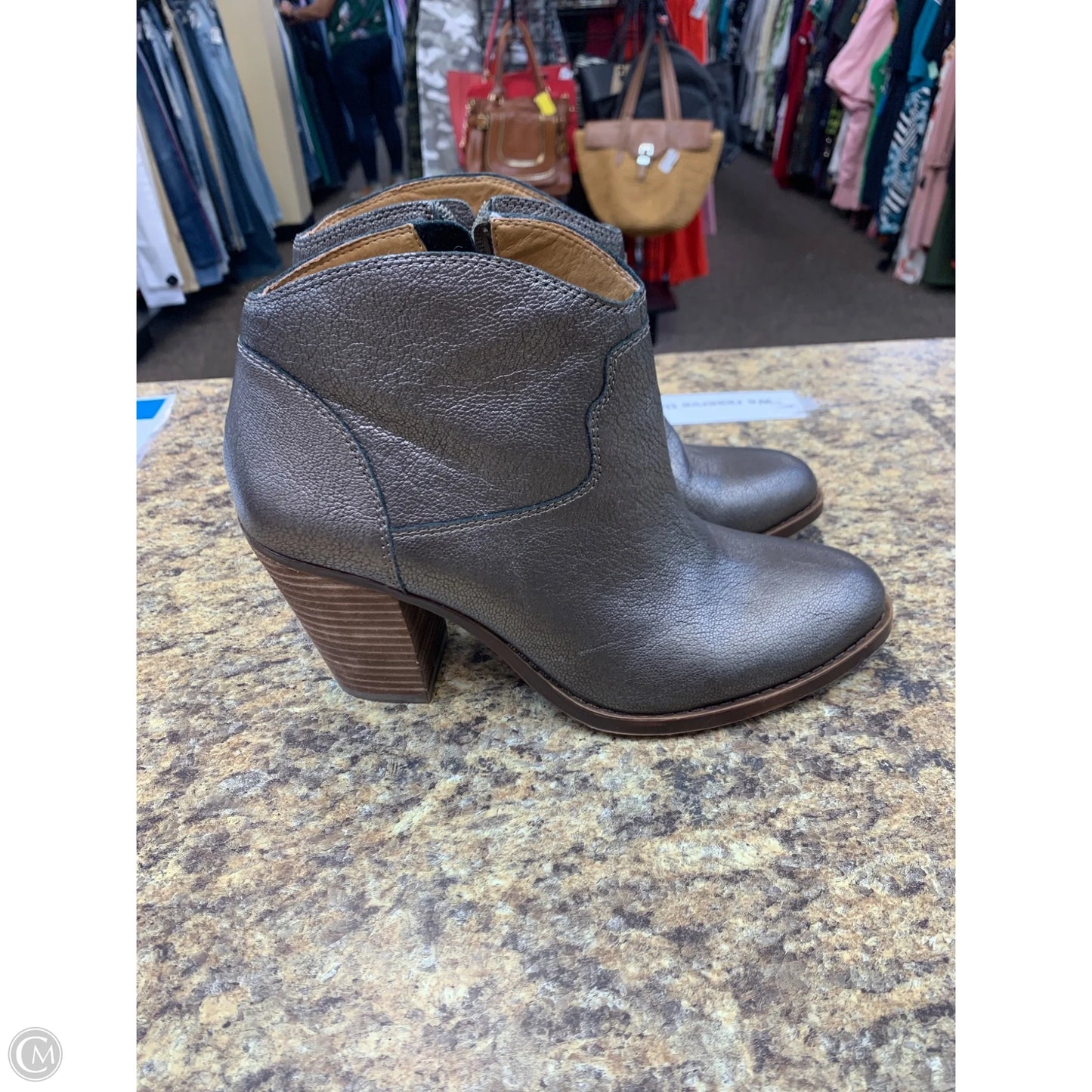 Boots Ankle Heels By Lucky Brand In Taupe, Size: 10