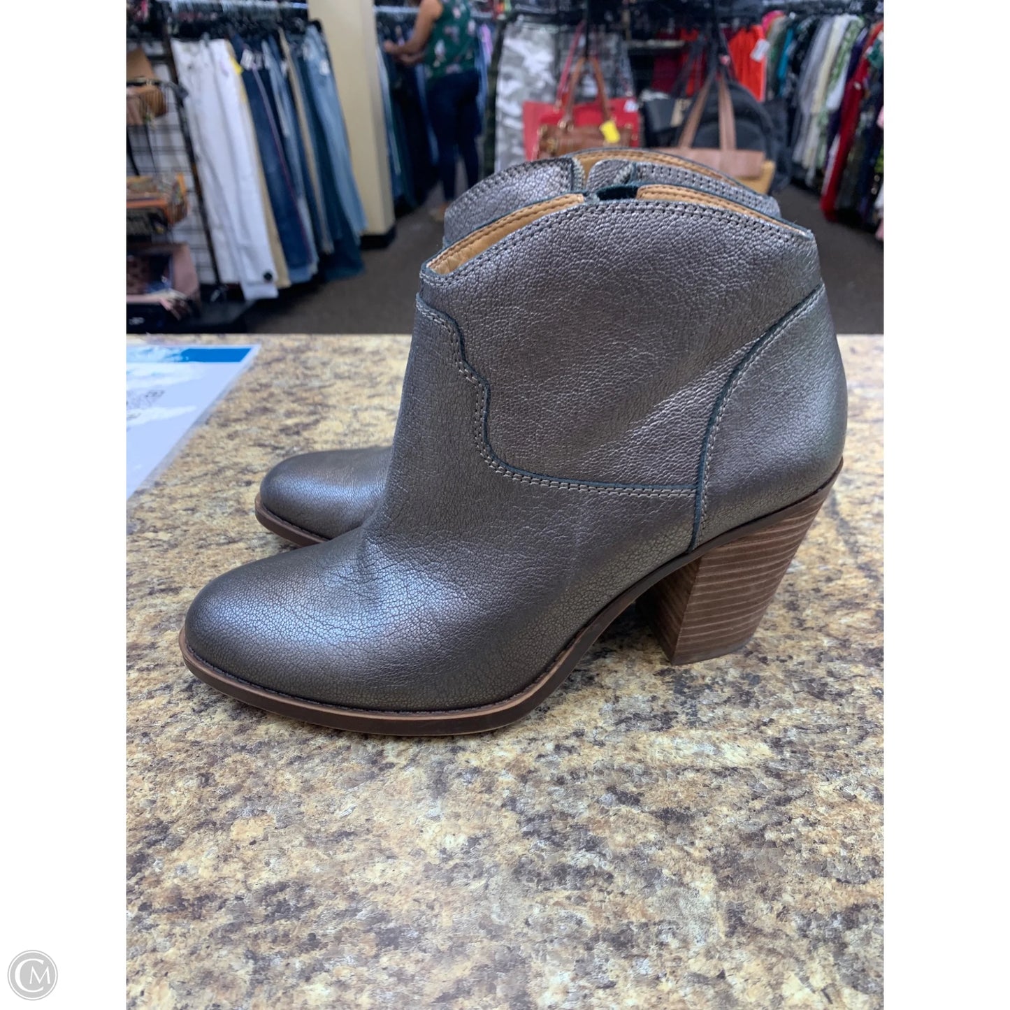 Boots Ankle Heels By Lucky Brand In Taupe, Size: 10