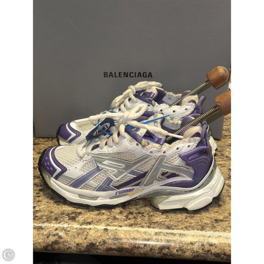 Shoes Luxury Designer By Balenciaga In Purple & Yellow, Size: 6.5