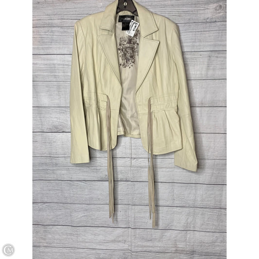 Jacket Leather By Brandon Thomas In Beige, Size: M