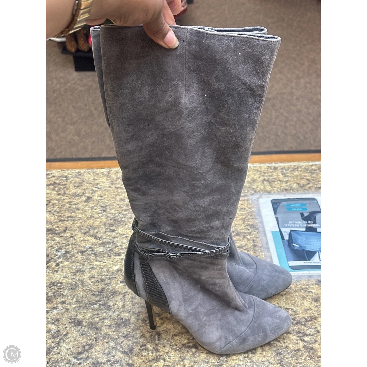 Boots Mid-calf Heels By White House Black Market In Grey, Size: 8.5