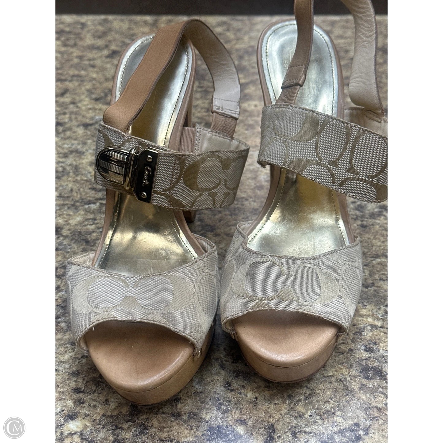 Sandals Designer By Coach In Tan, Size: 8.5