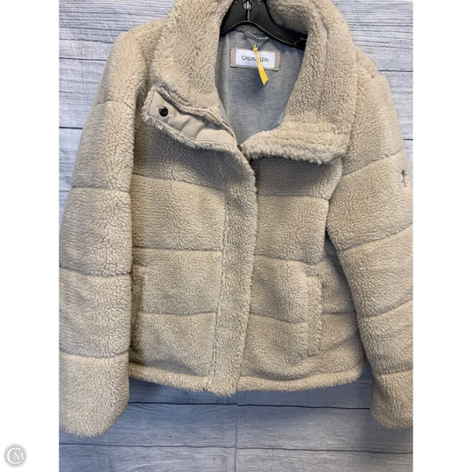 Coat Faux Fur & Sherpa By Calvin Klein In Beige, Size: L