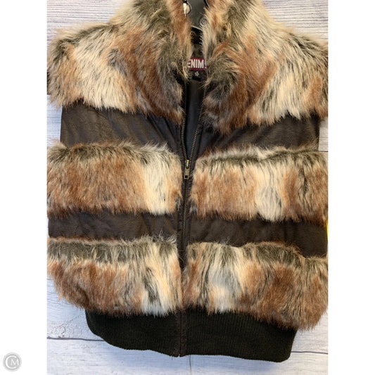Vest Faux Fur & Sherpa By Denim And Company In Brown, Size: 16