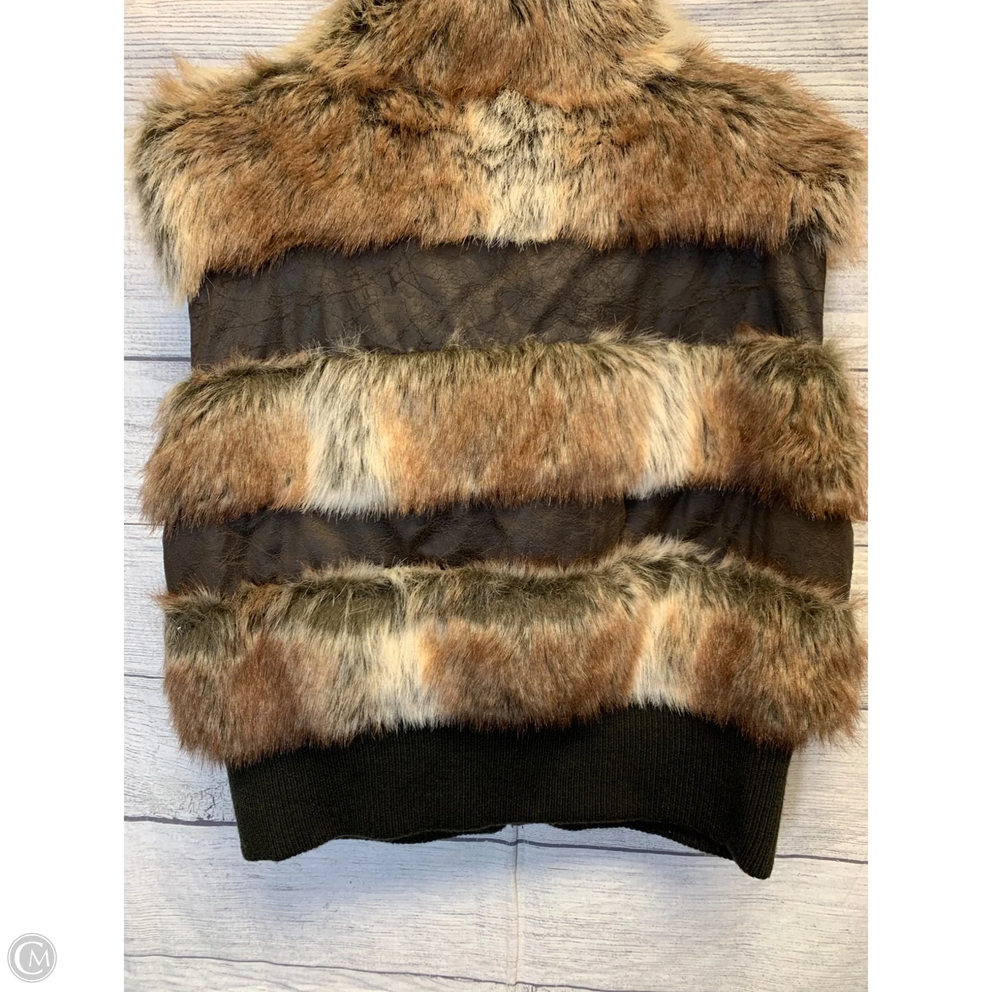 Vest Faux Fur & Sherpa By Denim And Company In Brown, Size: 16