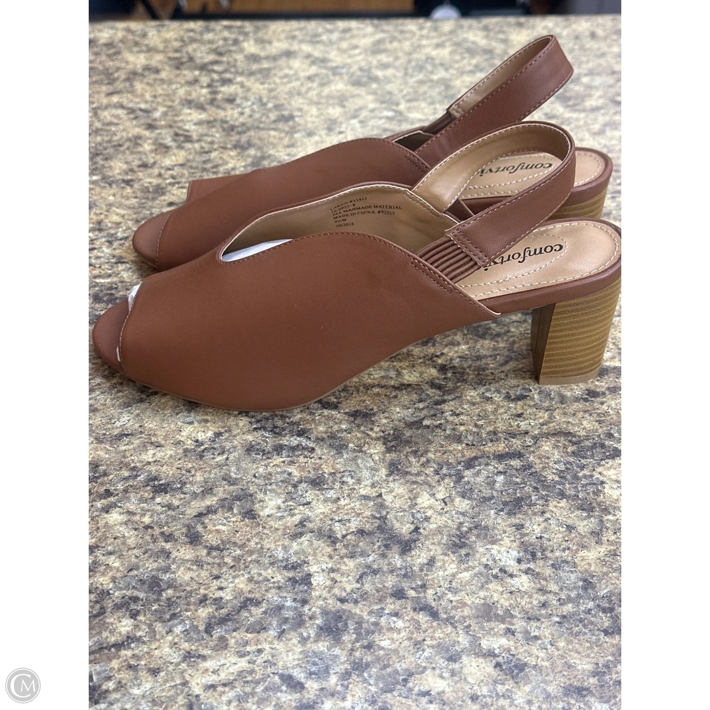 Sandals Heels Block By Comfortview In Brown, Size: 9.5
