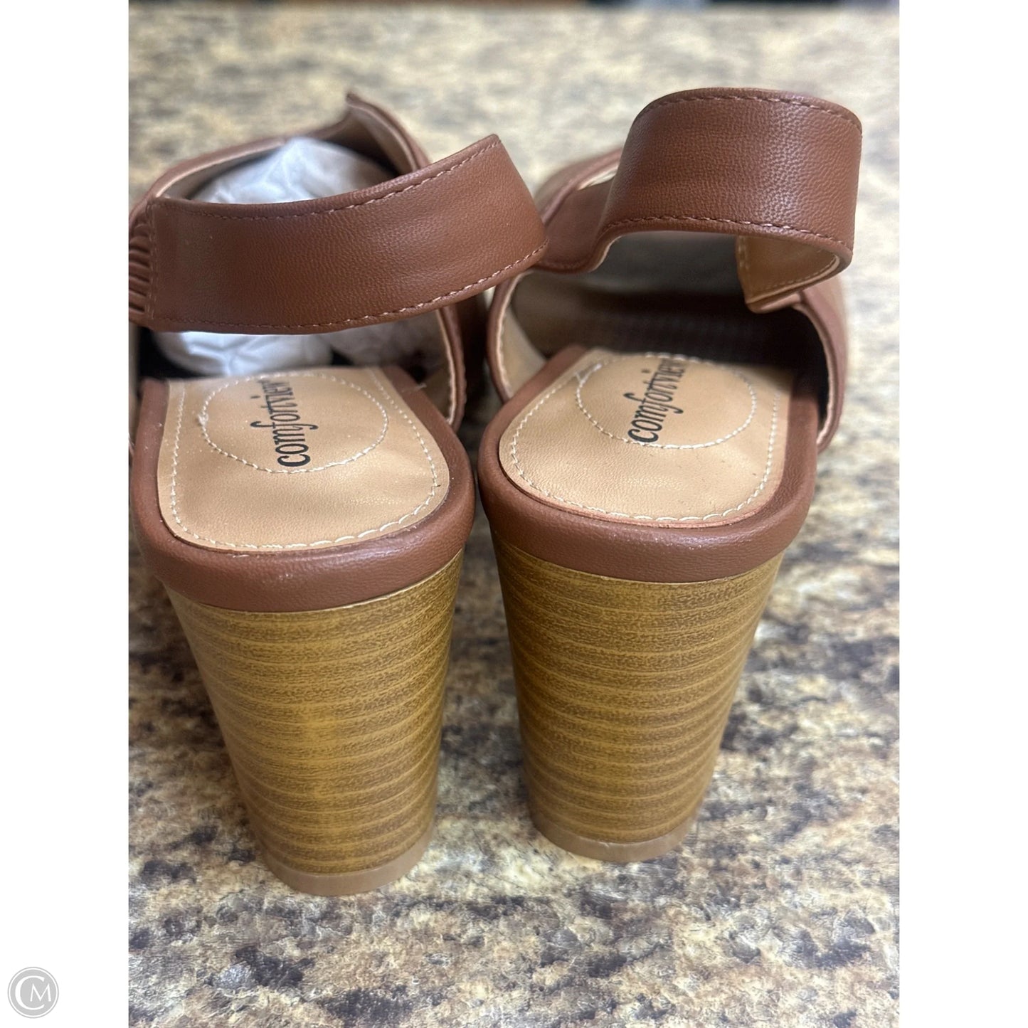 Sandals Heels Block By Comfortview In Brown, Size: 9.5