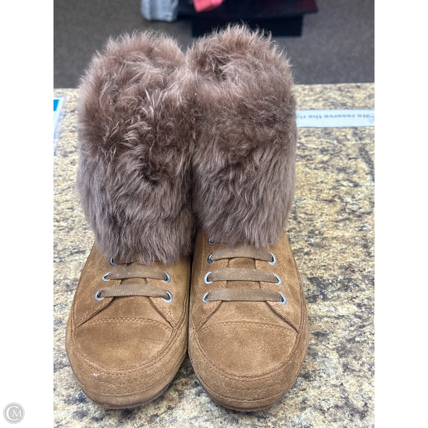 Boots Designer By Ugg In Brown, Size: 11