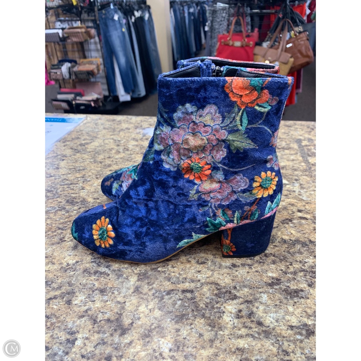 Boots Ankle Heels By Cmf In Floral Print, Size: 6.5