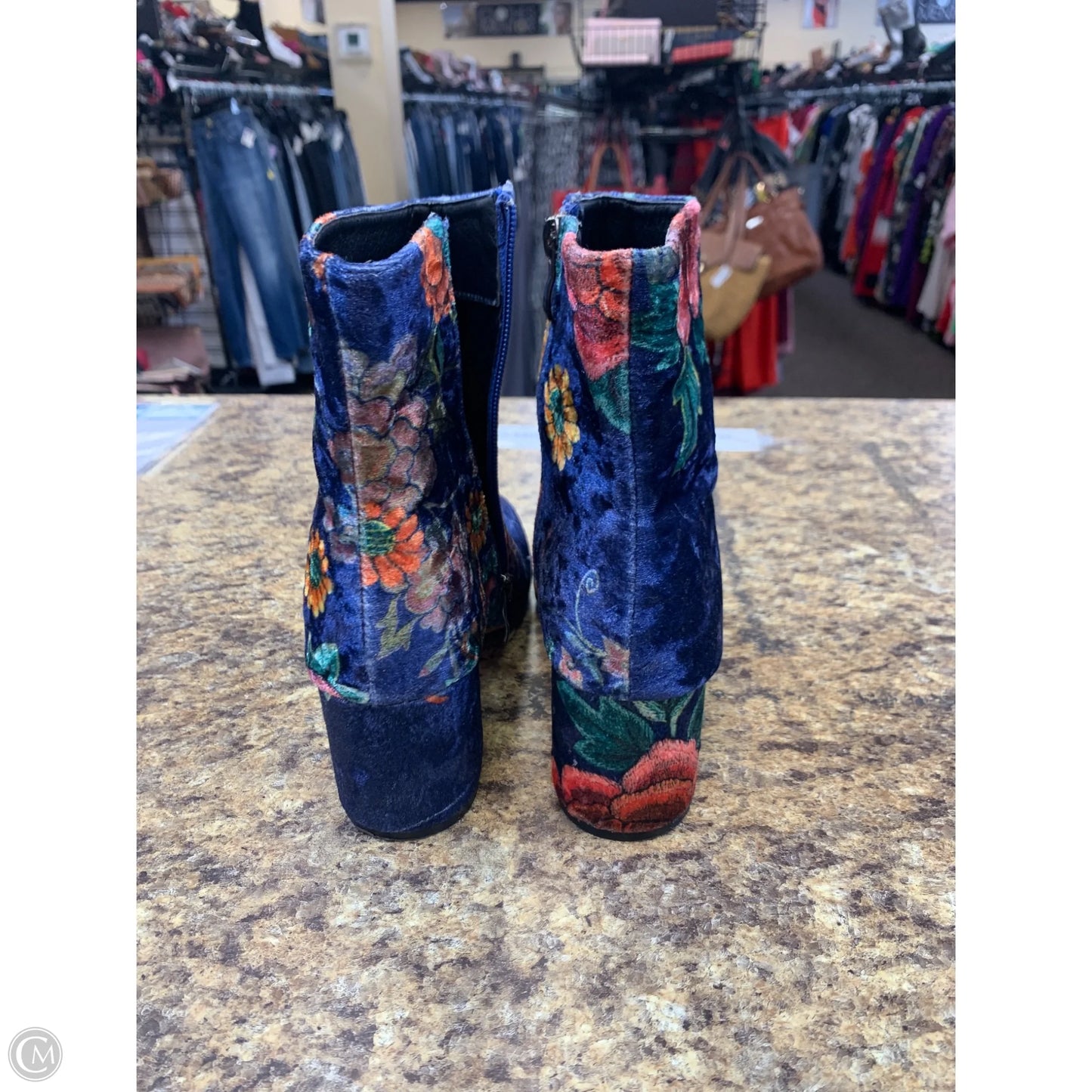 Boots Ankle Heels By Cmf In Floral Print, Size: 6.5