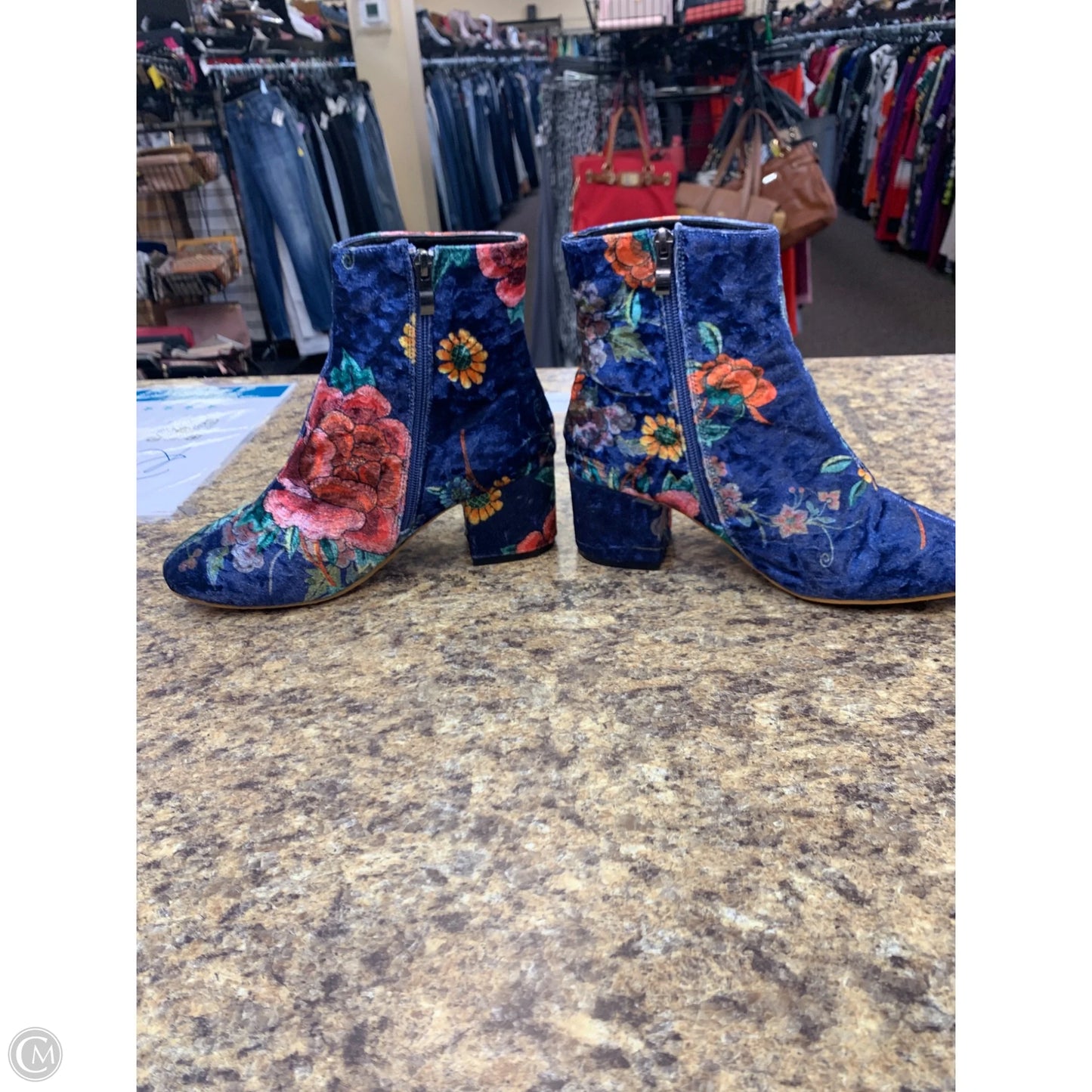 Boots Ankle Heels By Cmf In Floral Print, Size: 6.5