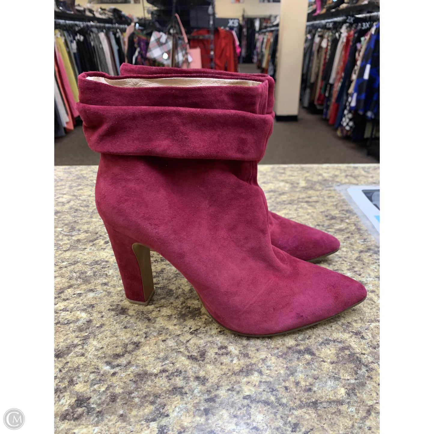 Boots Ankle Heels By Chinese Laundry In Maroon, Size: 9.5