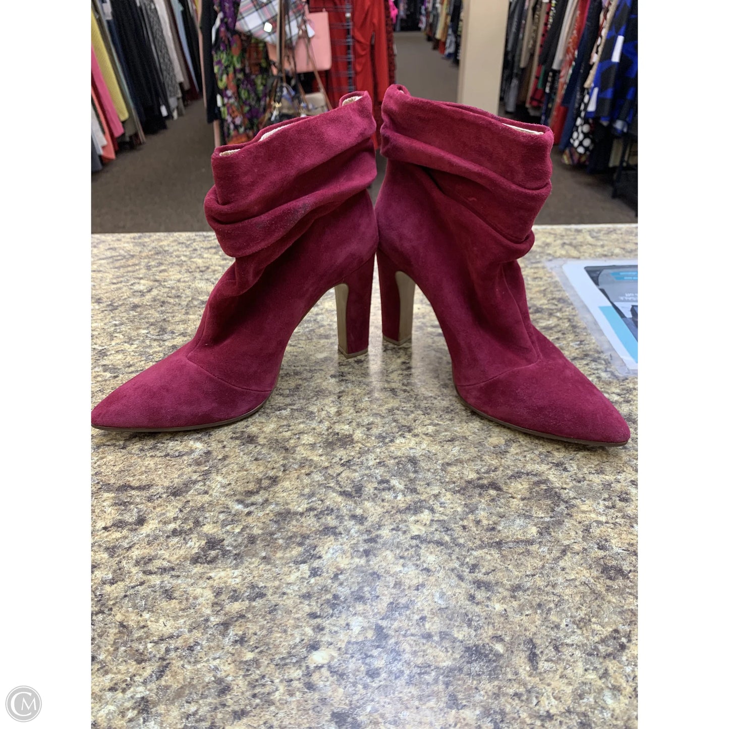 Boots Ankle Heels By Chinese Laundry In Maroon, Size: 9.5