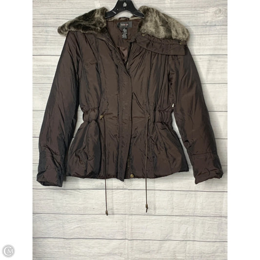 Coat Faux Fur & Sherpa By Style And Company In Brown, Size: L