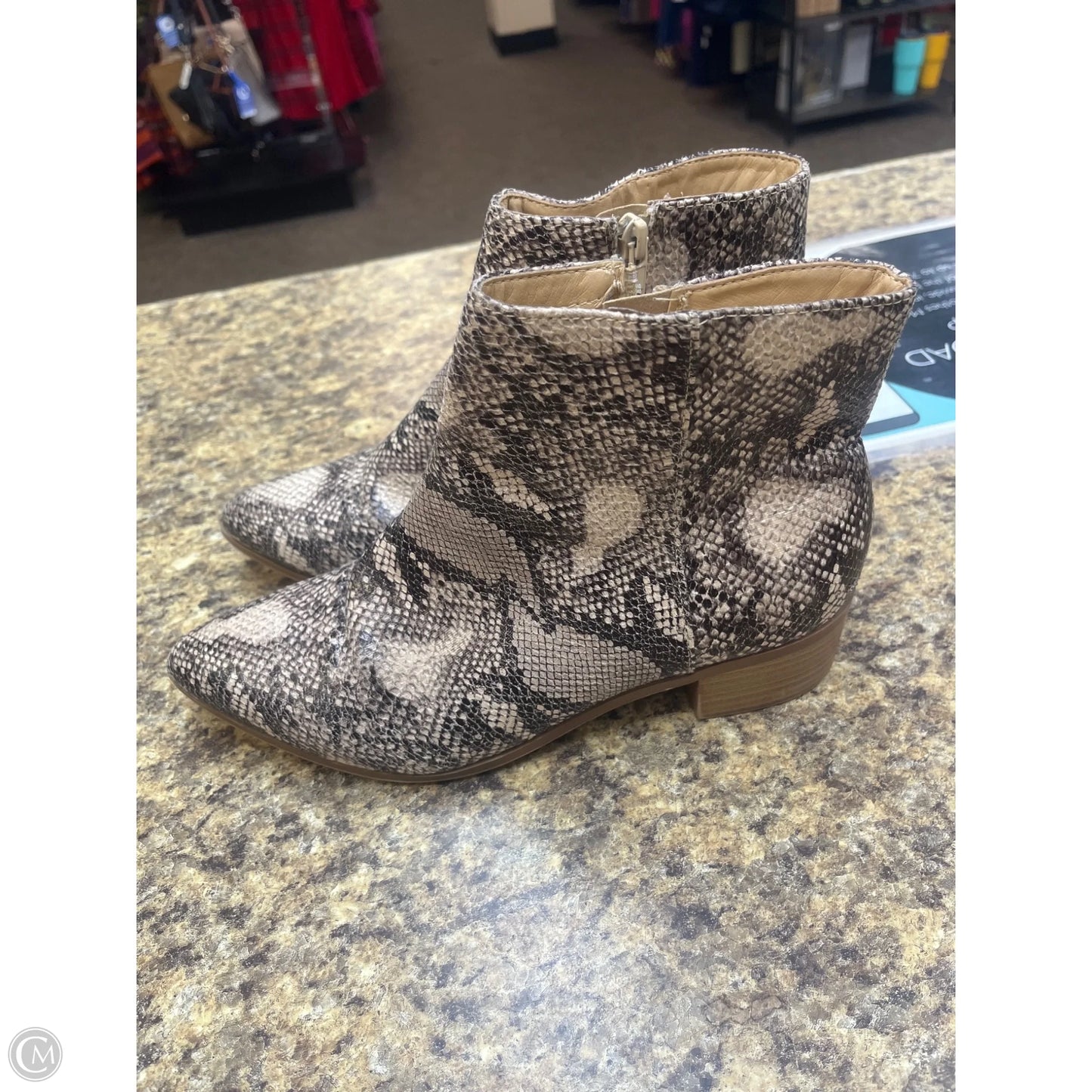 Boots Ankle Heels By City Classified In Snakeskin Print, Size: 8