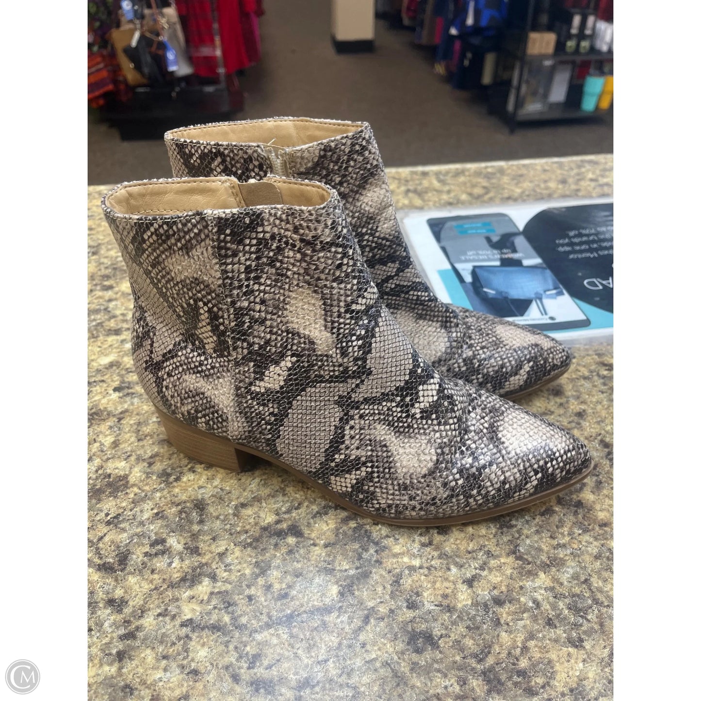 Boots Ankle Heels By City Classified In Snakeskin Print, Size: 8