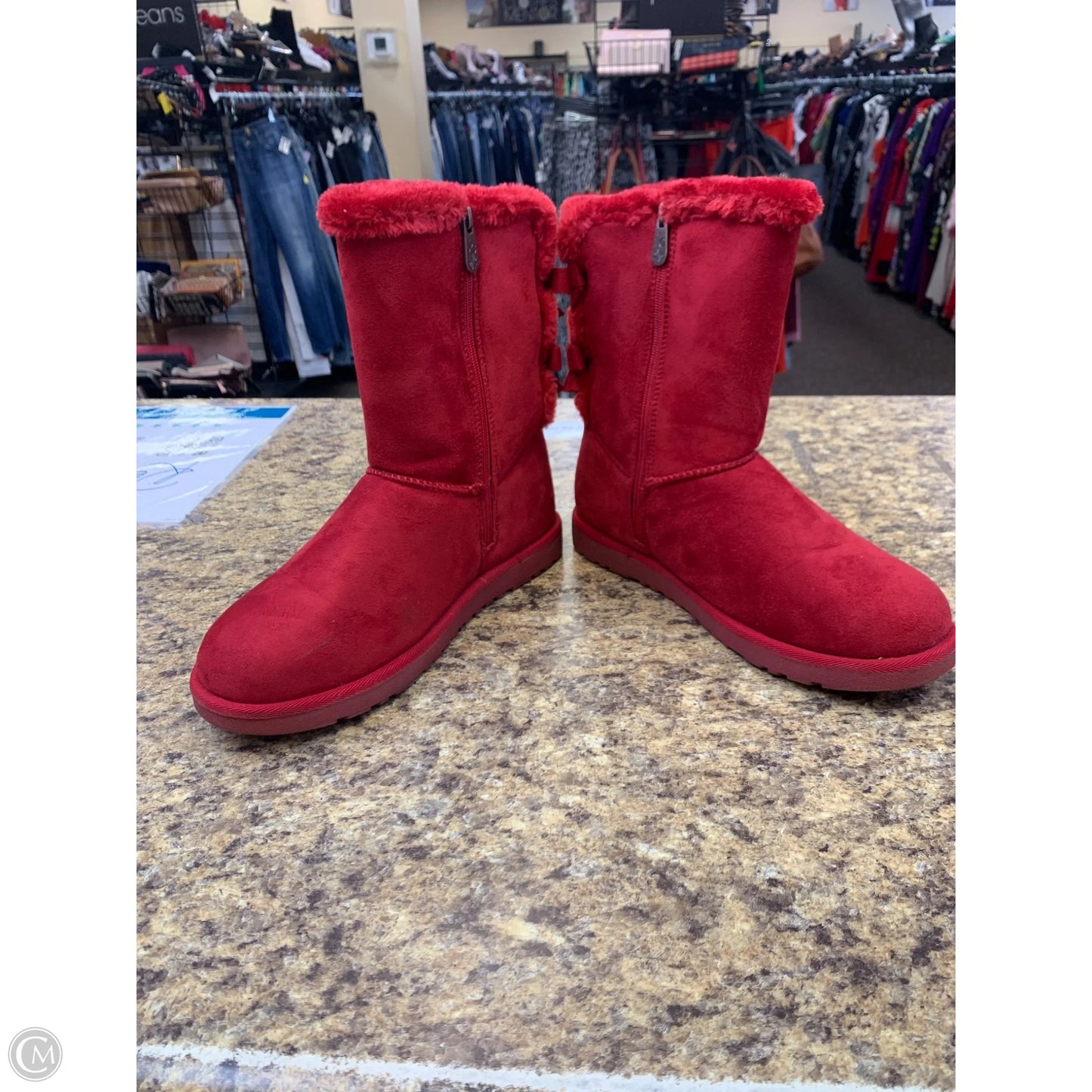 Boots Mid-calf Flats By Cmf In Red, Size: 10