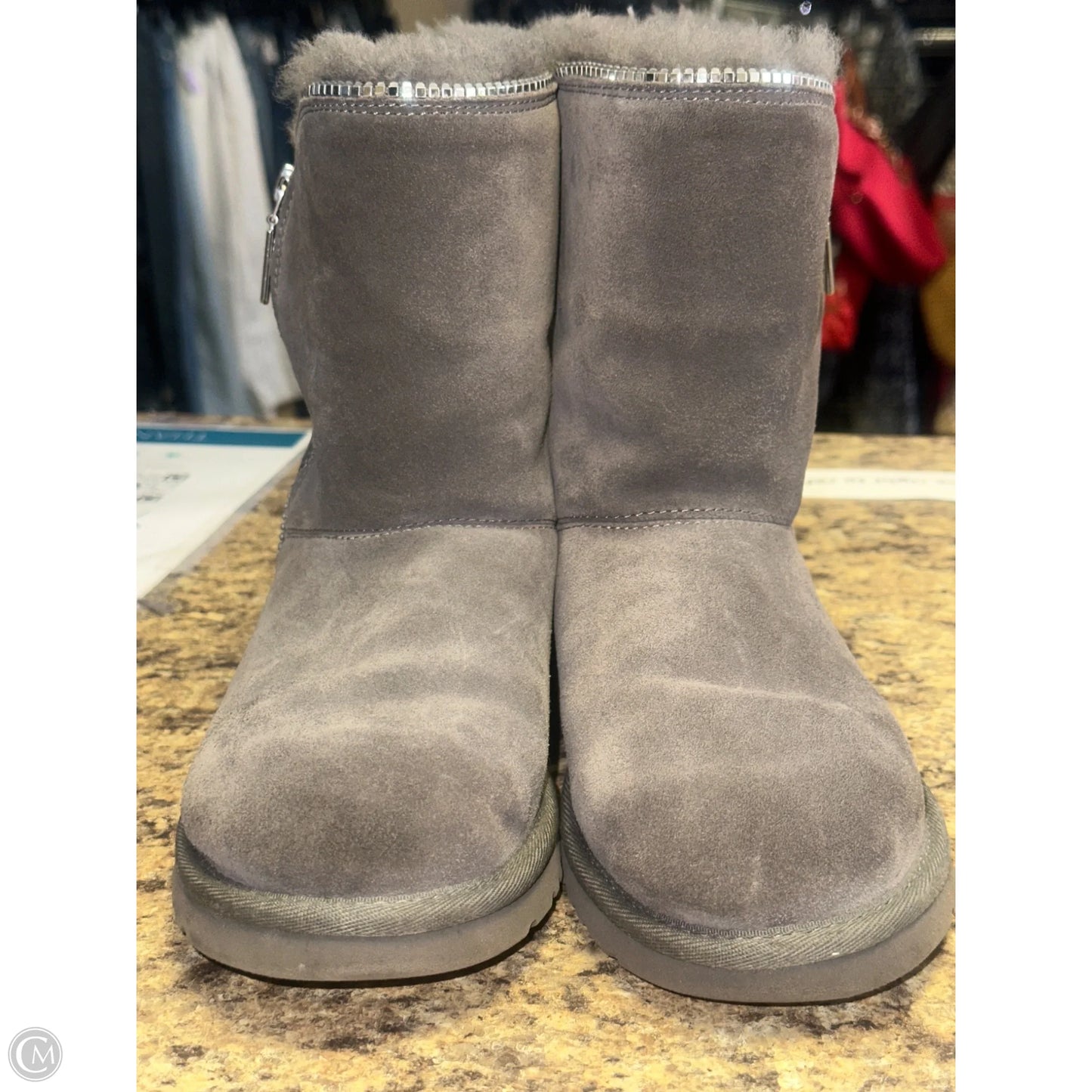 Boots Designer By Ugg In Grey, Size: 6