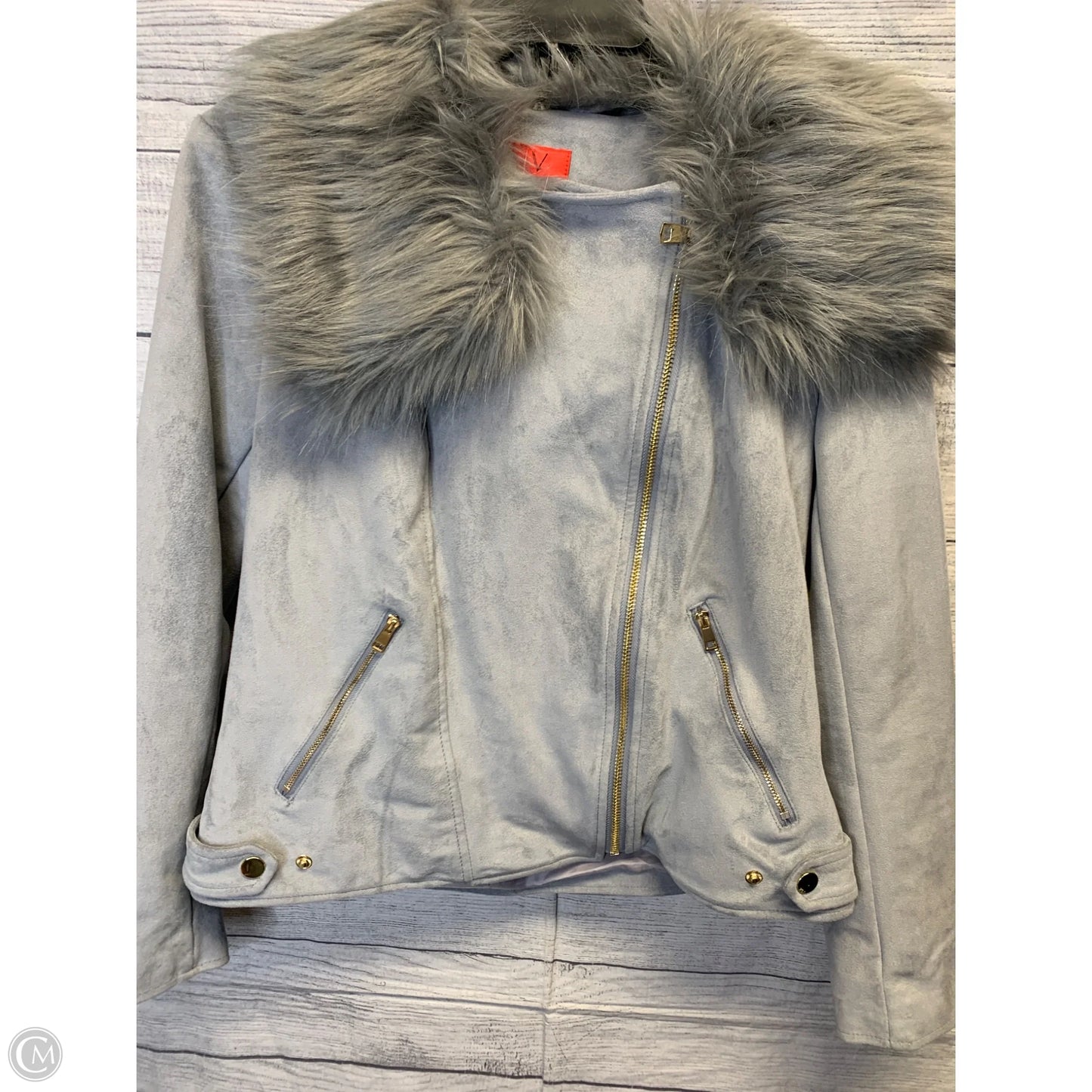 Jacket Moto By Cristina In Grey, Size: S