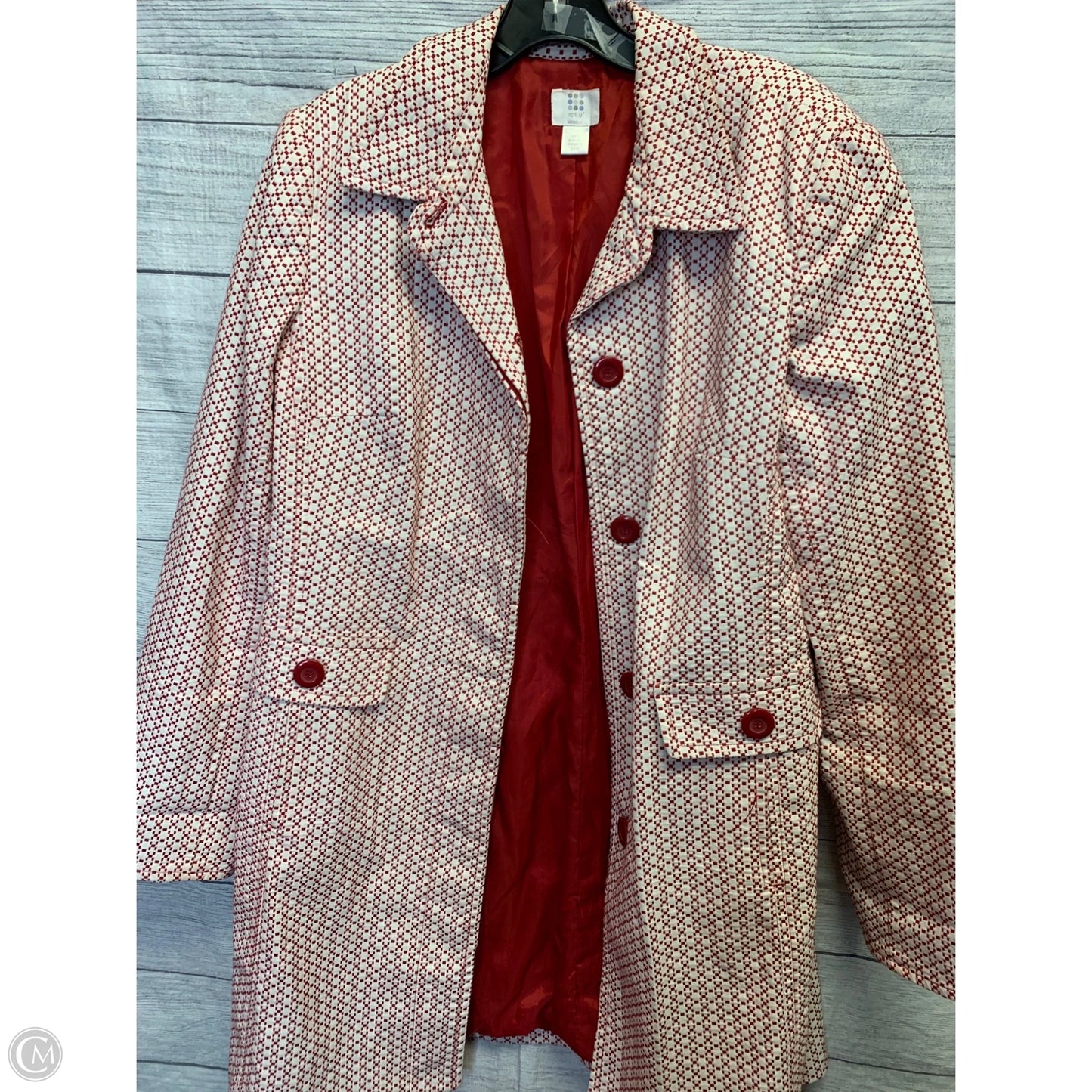 Coat Peacoat By Apt 9 In Red & White, Size: 14