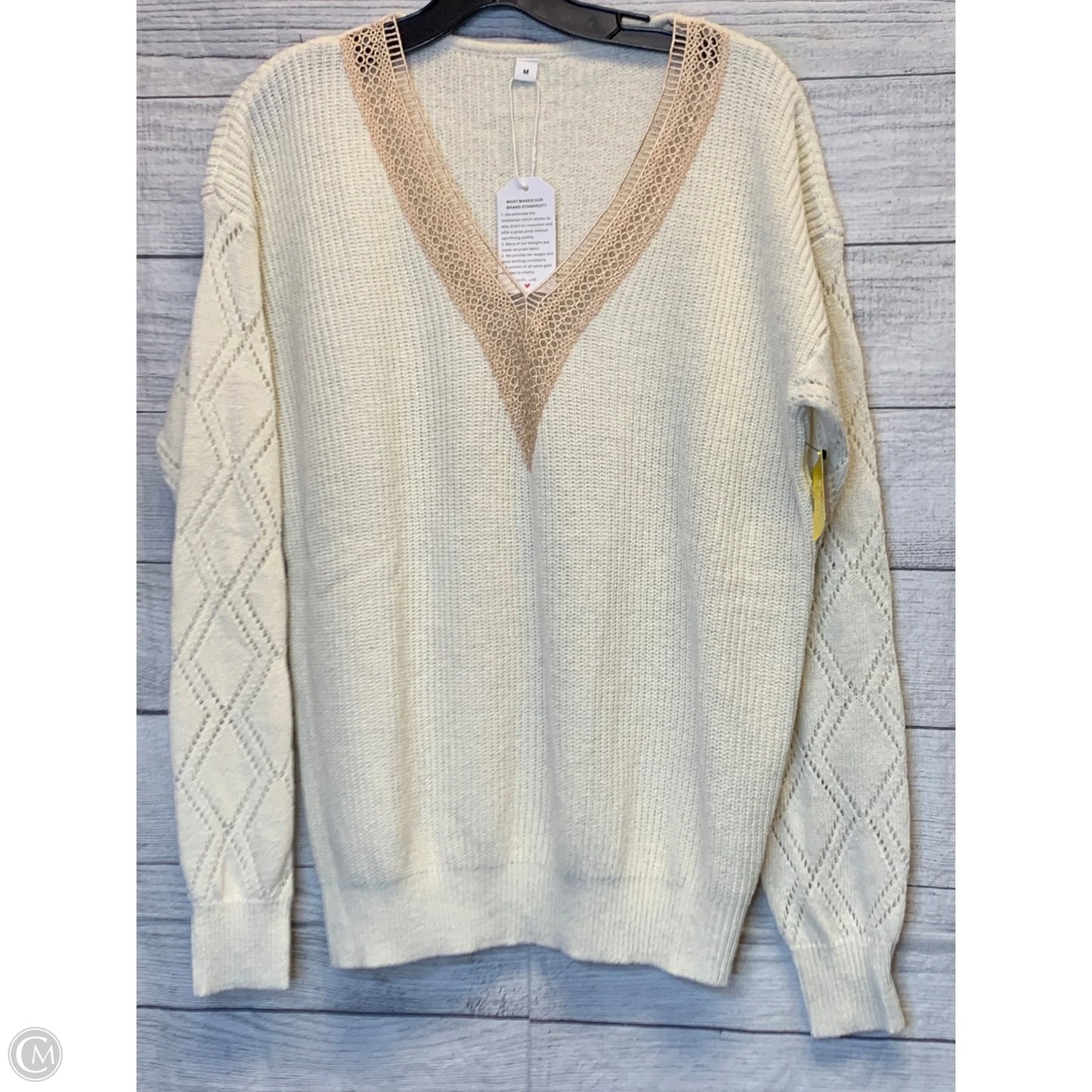 Sweater By Cmf In Cream & Tan, Size: M