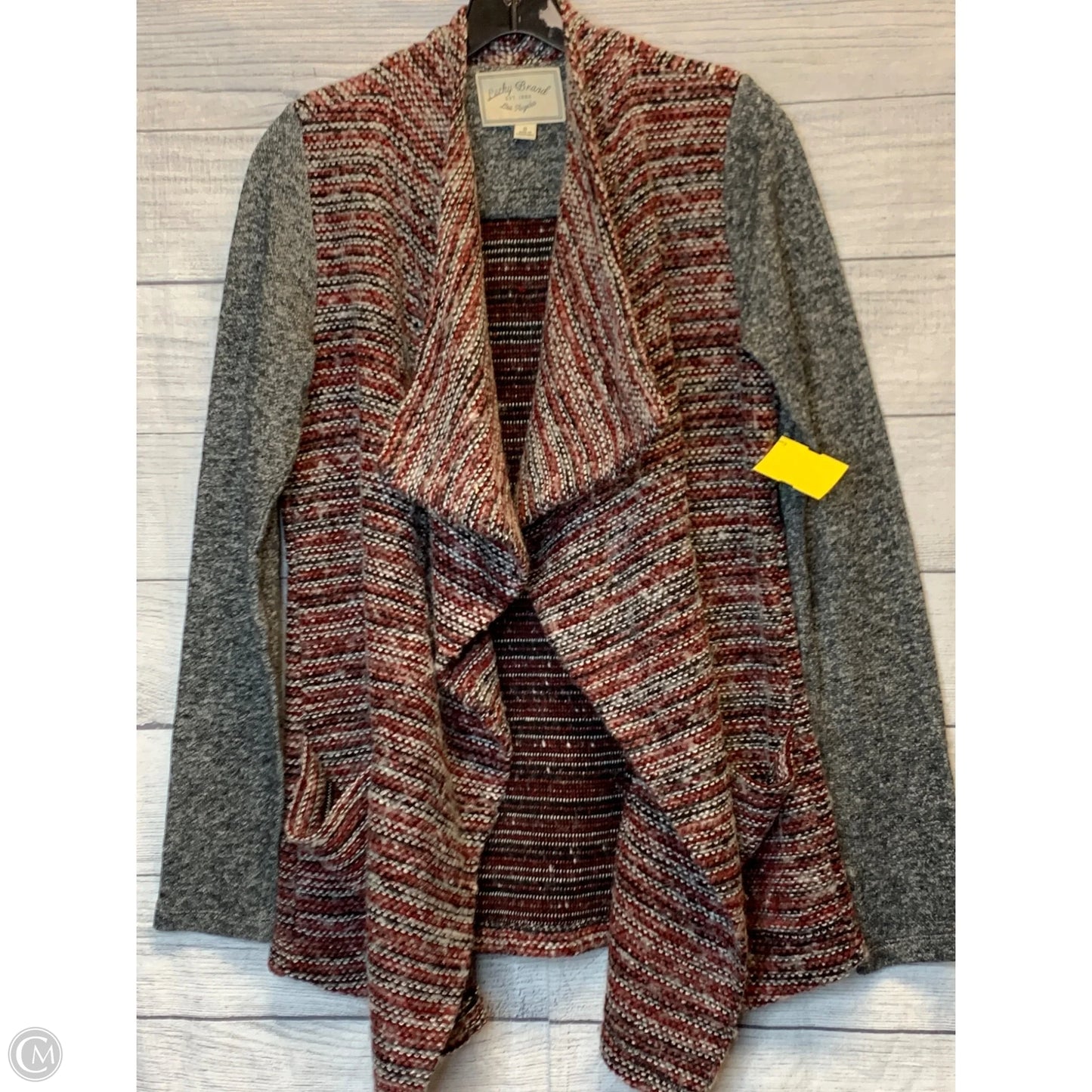 Cardigan By Lucky Brand In Grey & Red, Size: S