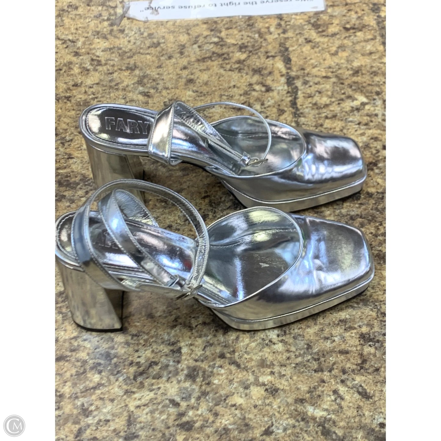Shoes Heels Block By Cmf In Silver, Size: 11