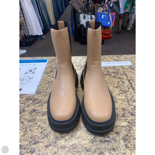 Boots Ankle Flats By Mng In Black & Tan, Size: 7.5