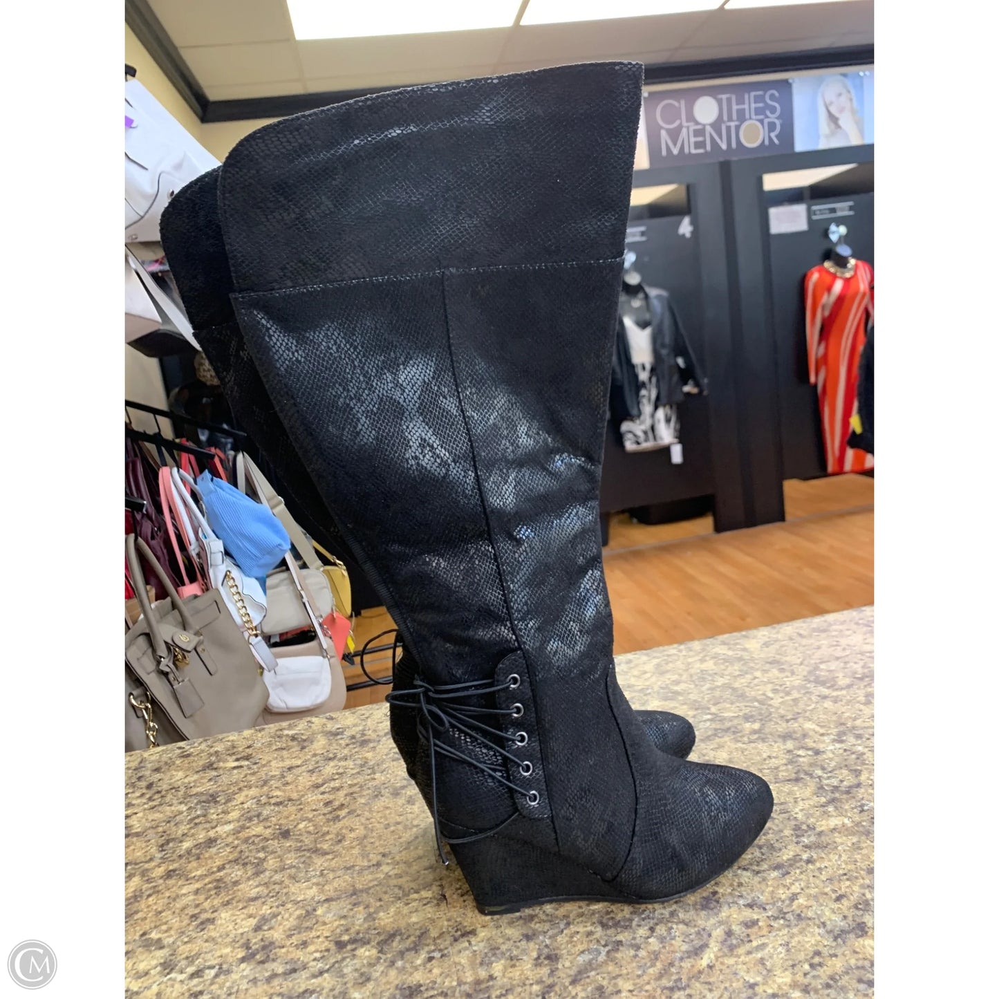 Boots Knee Heels By Ashley Stewart In Black, Size: 8