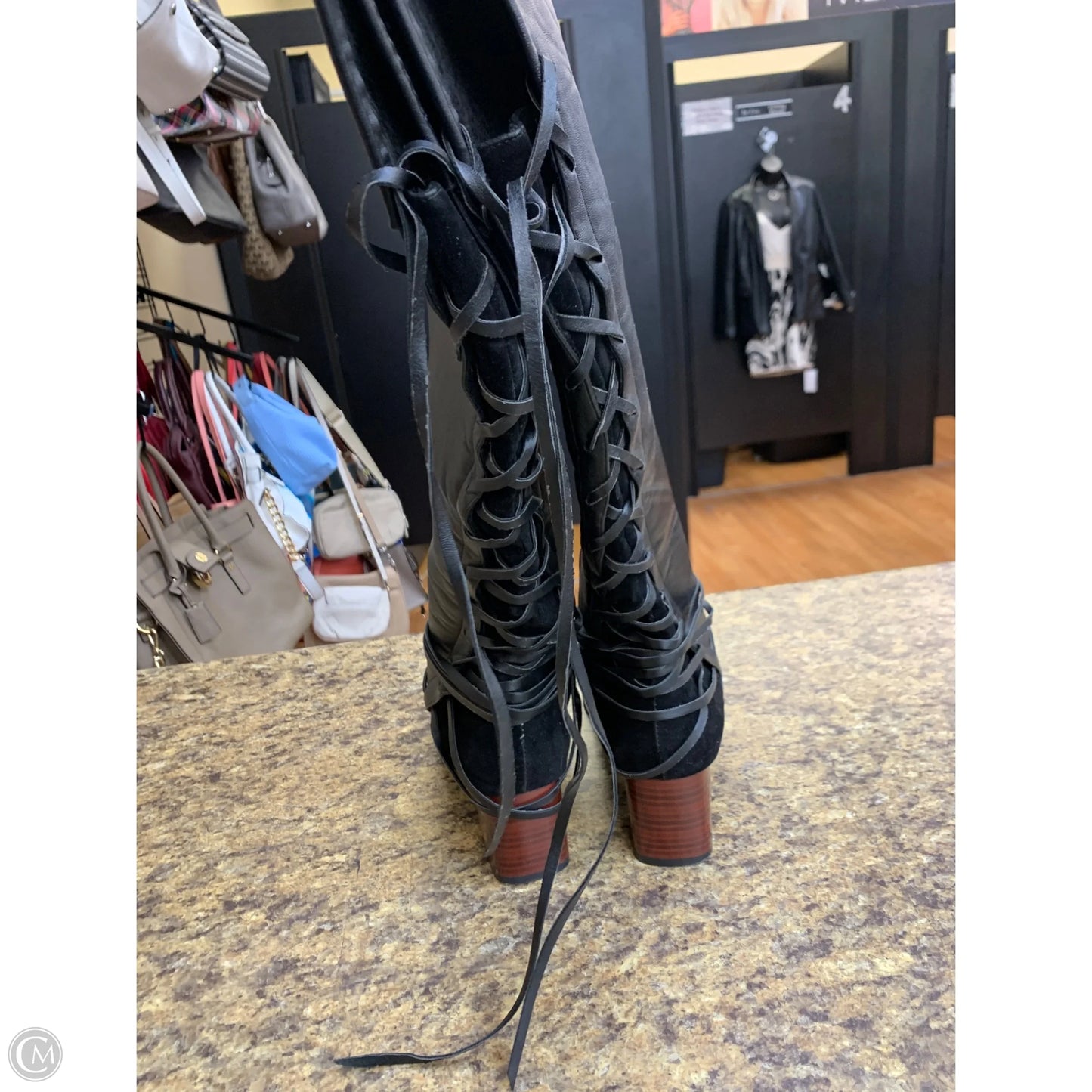 Boots Knee Heels By Cmf In Black, Size: 12